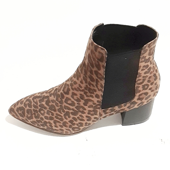 METAPHOR Rome Suede Leopard Point Toe Chunky Ankle Bootie NWOT - Picture 12 of 13